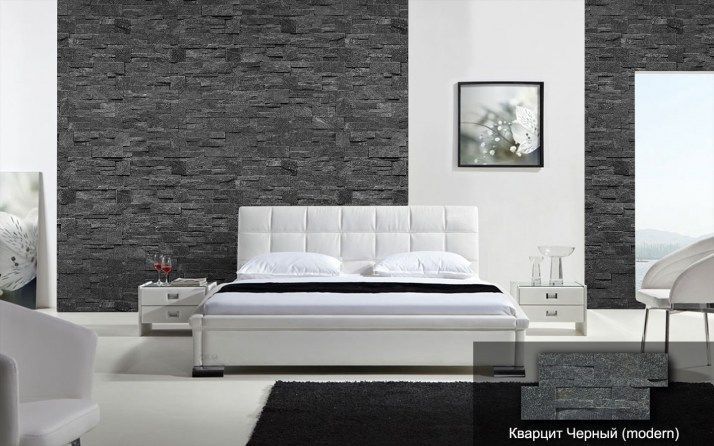 Панель из натурального камня Кварцит чёрный 350х180 мм (0,378 кв.м) фотография