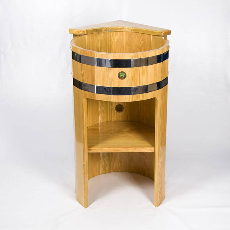 Умывальник-стойка BENTWOOD из лиственницы с подставкой угловой-пристенный фотография