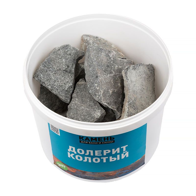 Долерит колотый для бани и сауны (фракция 60-150 мм), ведро 15 кг фото товара
