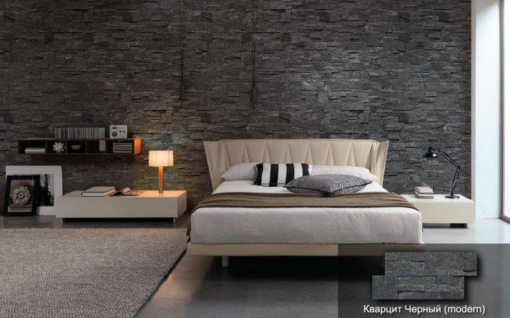 Панель из натурального камня Кварцит чёрный 350х180 мм (0,378 кв.м) фотография