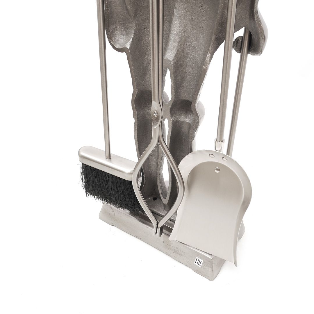 Каминный набор "Рыцарь большой" 110 см, 3 предмета: щипцы, щетка, совок (цвет серебро) фотография