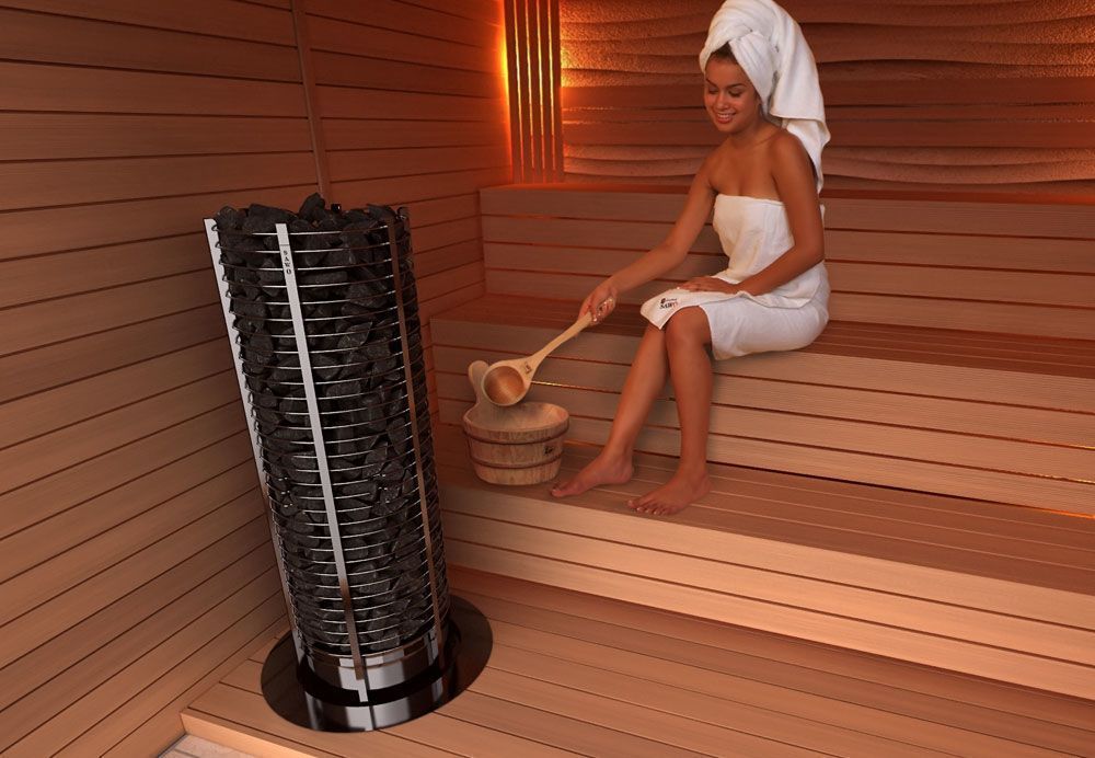 Электрическая печь SAWO TOWER TH12-150NS-P (15 квт, выносной пульт, нержавейка, круглая) фотография