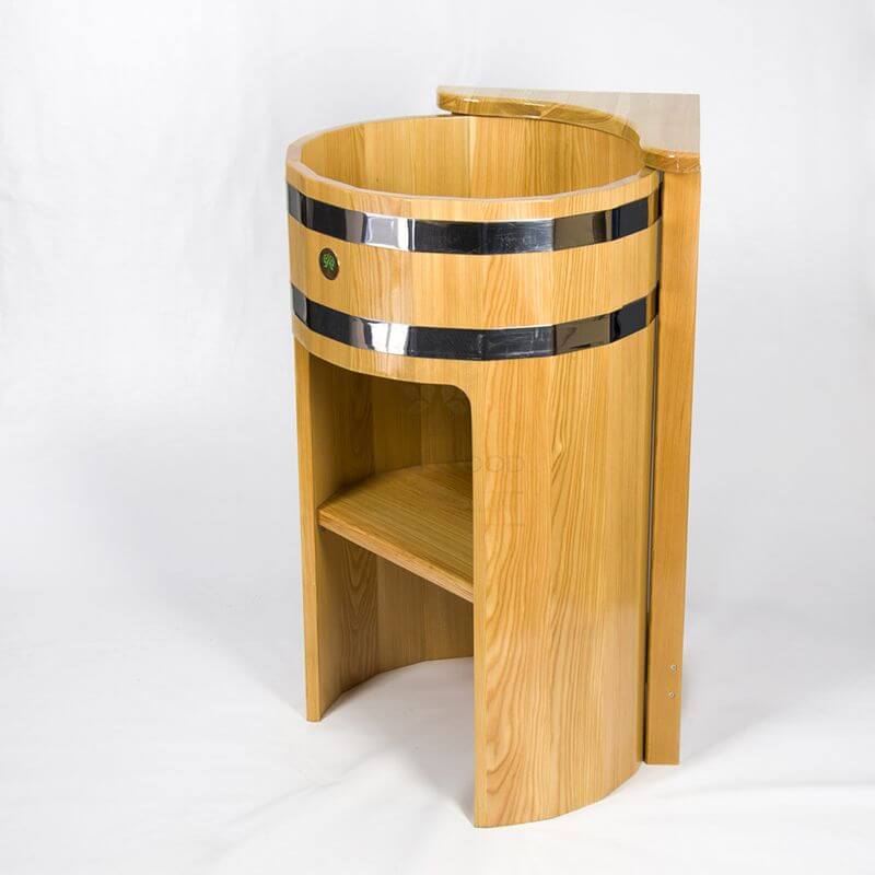 Умывальник-стойка BENTWOOD из лиственницы с подставкой угловой-пристенный фотография