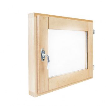 Окно для бани из ольхи "финское" со стеклопакетом 40х50 см фотография