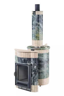 Дровяная банная печь Ферингер Оптима "Жадеит перенесённый рисунок + Окаменевшее дерево" до 28 м³ фотография