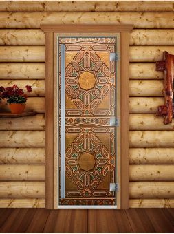 Стеклянная дверь для бани и сауны Престиж с фотопечатью А022 1900x700 мм (по коробке) фотография