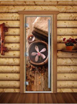 Стеклянная дверь для бани и сауны Престиж с фотопечатью А009 2000x800 мм (по коробке) фотография