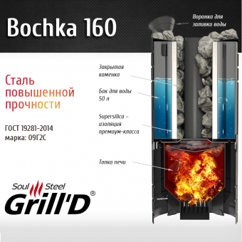 Печь для бани на дровах Grill`D "Bochka 160 Short" фотография