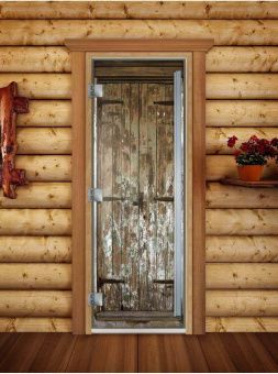 Стеклянная дверь для бани и сауны Престиж с фотопечатью А028 2000x800 мм (по коробке) фотография
