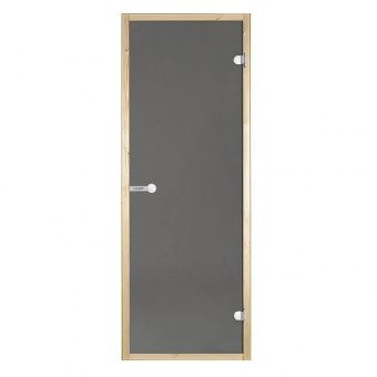 Дверь Harvia STG 7×19 коробка осина, стекло серое фотография