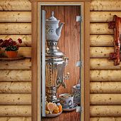 Стеклянная дверь для бани и сауны Престиж с фотопечатью А074 1900x700 мм фото товара