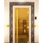 Стеклянная дверь для бани и сауны Престиж Золото фото товара