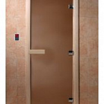 Дверь для сауны стеклянная, осина, бронза матовая, 8 мм, 3 петли хром квадр., 2000х800 мм (по коробке) фото товара
