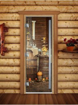 Стеклянная дверь для бани и сауны Престиж с фотопечатью А073 2000x800 мм (по коробке) фотография