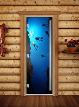 Стеклянная дверь для бани и сауны Престиж с фотопечатью А069 2000x800 мм (по коробке) фотография