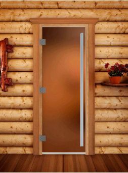 Стеклянная дверь для бани и сауны Престиж, Бронза матовая 2000x700 мм (по коробке) фотография