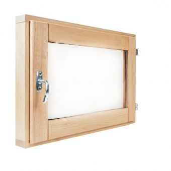 Окно для бани из ольхи "финское" со стеклопакетом 50х60 см фотография