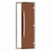 Комплект стеклянной двери SAWO 742-4SGA-1 с "бронзовым" стеклом, коробка осина, с порогом, 3 петли фото товара