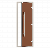 Комплект стеклянной двери SAWO 741-4SGA-1 с "бронзовым" стеклом, коробка осина, с порогом, 3 петли фото товара
