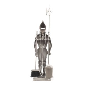 Каминный набор "Рыцарь большой" 110 см, 3 предмета: щипцы, щетка, совок (цвет серебро) фотография