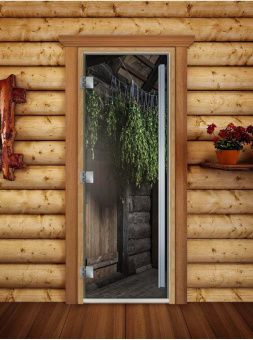 Стеклянная дверь для бани и сауны Престиж с фотопечатью А002 2000х800 мм (по коробке) фотография