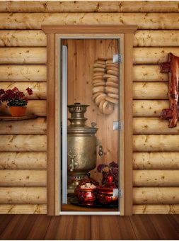 Стеклянная дверь для бани и сауны Престиж с фотопечатью А076 1900x700 мм (по коробке) фотография