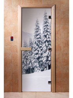 Стеклянная дверь для бани с фотопечатью A091 1900х700 мм (по коробке) фотография