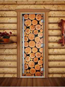 Стеклянная дверь для бани и сауны Престиж с фотопечатью А043 1900x700 мм (по коробке) фотография