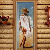 Стеклянная дверь для бани и сауны Престиж с фотопечатью А013 1900x700 мм фото товара