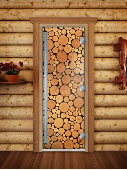 Стеклянная дверь для бани и сауны Престиж с фотопечатью А048 1900x700 мм (по коробке) фотография