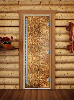 Стеклянная дверь для бани и сауны Престиж с фотопечатью А054 1900x700 мм (по коробке) фотография