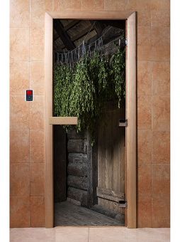 Стеклянная дверь для бани с фотопечатью A002 1900х700 мм (по коробке) фотография