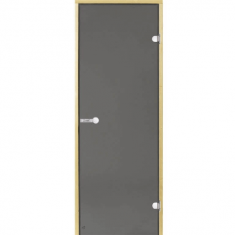 Дверь Harvia STG 8×19 коробка осина, стекло серое фотография