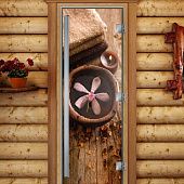 Стеклянная дверь для бани и сауны Престиж с фотопечатью А009 1900x700 мм фото товара