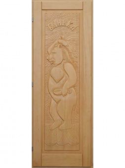 Деревянная дверь "МЕДВЕДЬ" кавказская липа, размер 1900х700 мм (по коробке) фотография