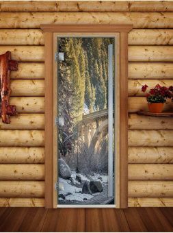 Стеклянная дверь для бани и сауны Престиж с фотопечатью А096 2000x800 мм (по коробке) фотография