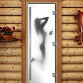 Стеклянная дверь для бани и сауны Престиж с фотопечатью А070 1900x700 мм фото товара
