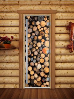 Стеклянная дверь для бани и сауны Престиж с фотопечатью А045 1900x700 мм (по коробке) фотография