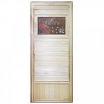 Деревянная дверь "ВАГОНКА ЭКОНОМ" с вставкой из стекла с фотопечатью "Дженифер", размер 1850х750 мм (по коробке) фото товара