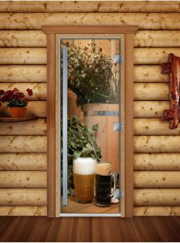 Стеклянная дверь для бани и сауны Престиж с фотопечатью А017 1900x700 мм (по коробке) фотография
