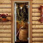 Стеклянная дверь для бани и сауны Престиж с фотопечатью А098 1900x700 мм (по коробке) фото товара