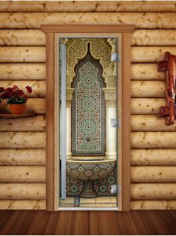 Стеклянная дверь для бани и сауны Престиж с фотопечатью А025 1900x700 мм (по коробке) фотография