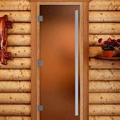 Стеклянная дверь для бани и сауны Престиж, Бронза матовая 1900x600 мм (по коробке) фото товара