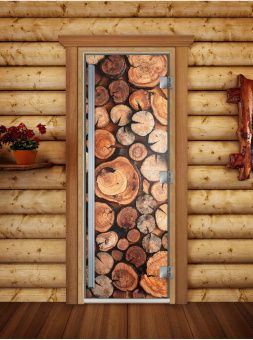 Стеклянная дверь для бани и сауны Престиж с фотопечатью А044 1900x700 мм (по коробке) фотография