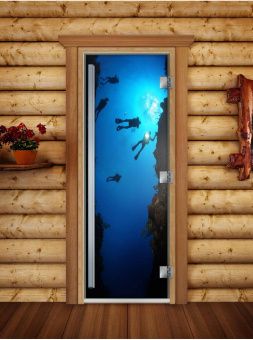 Стеклянная дверь для бани и сауны Престиж с фотопечатью А069 1900x700 мм (по коробке) фотография