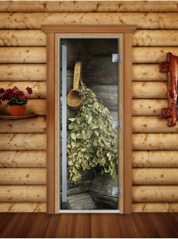 Стеклянная дверь для бани и сауны Престиж с фотопечатью А003 1900х700 мм (по коробке) фотография