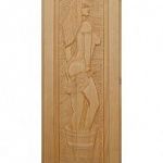 Деревянная дверь "ДЕВУШКА" кавказская липа, размер 1900х700 мм (по коробке) фото товара