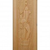 Деревянная дверь "ДЕВУШКА" кавказская липа, размер 1900х700 мм фото товара
