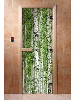 Стеклянная дверь для бани с фотопечатью A084 2000х800 мм (по коробке) фотография