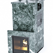 Дровяная печь «ГЕЛЕНДЖИК» М2 в полноценном кожухе из змеевика с боковым подключением с защитным экраном фото товара